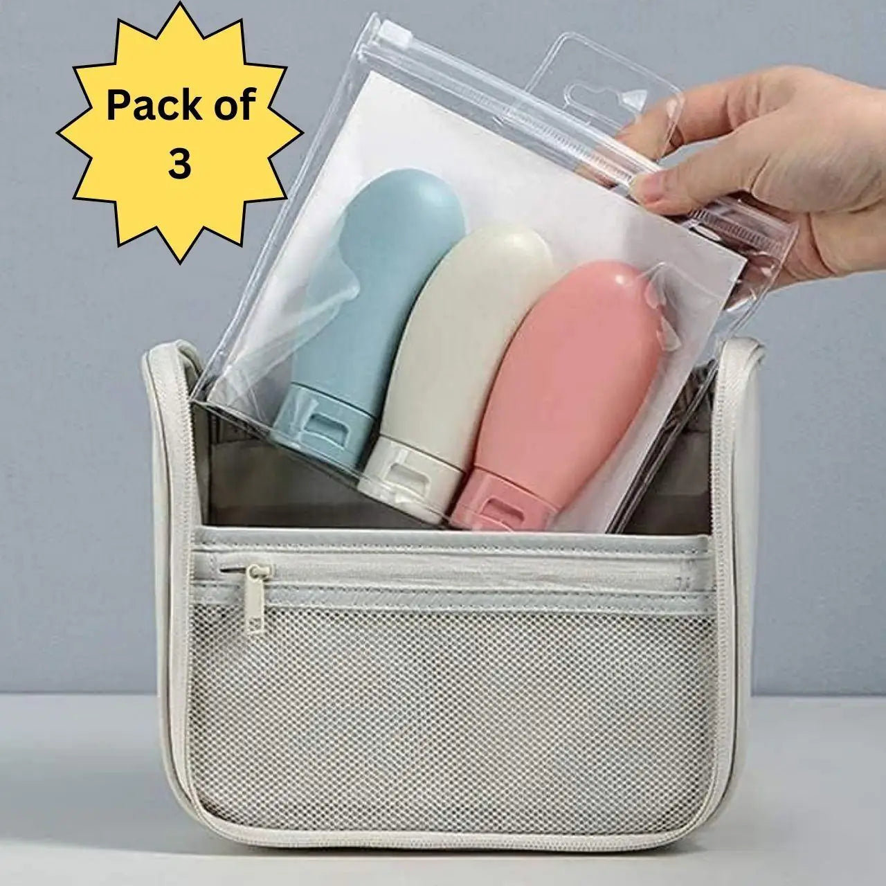 Leak-Proof Silicone Travel Toiletry Bottles – 60 ml (Set of 3)